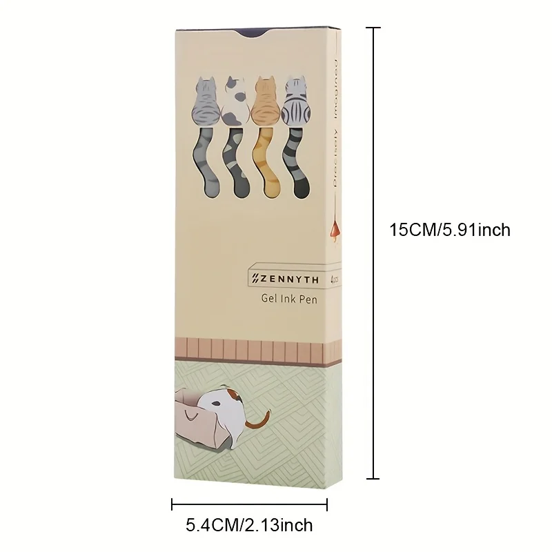 Cute Cat Gel Pen Morandi Color 0.5mm Balck Ink Quick-Dry Push Button Pens for Office School Students Exam Writing Stationery