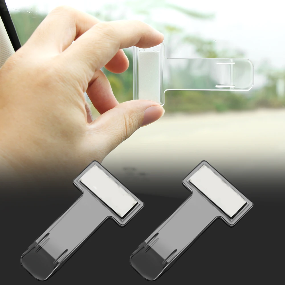 2pcs Car Parking Ticket Transparent Holder Clip Sticker for Ford Focus 3 4 MK3 ST New Fiesta Kuga Escape Ecosport 3 Buttons Fold