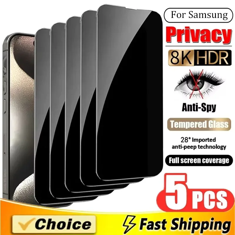 5PCS Black Privacy Screen Protector For Samsung S24 Ultra S23 S22 Plus S23 S21 FE A14 A33 A55 A35 A34 A15 A22 A25 M32 M34 M14