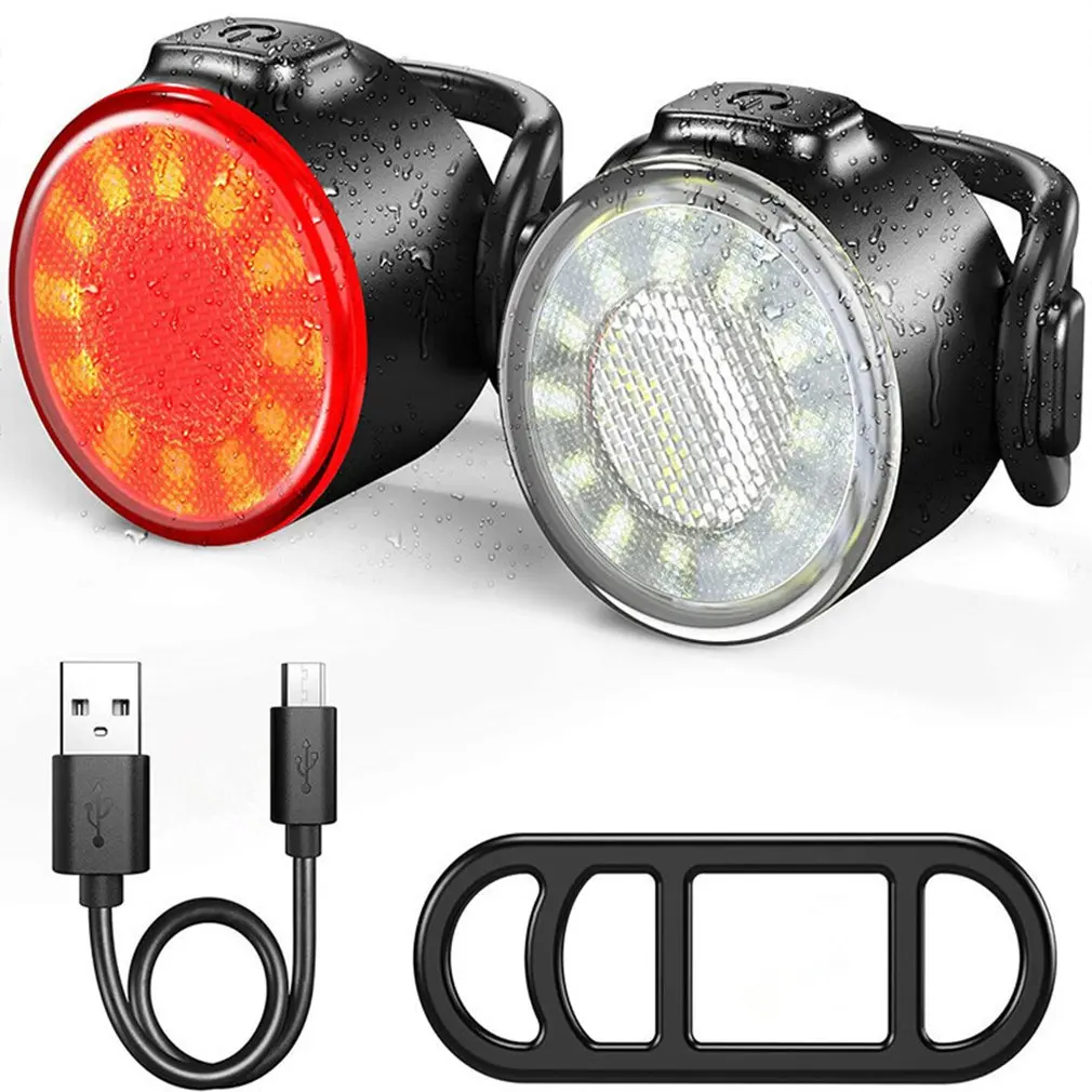 Bike Light Mini Warning Taillights Rechargeable Night Riding Safety Taillight COB Bicycle Front Rear Lamp LED Cycling Headlamp