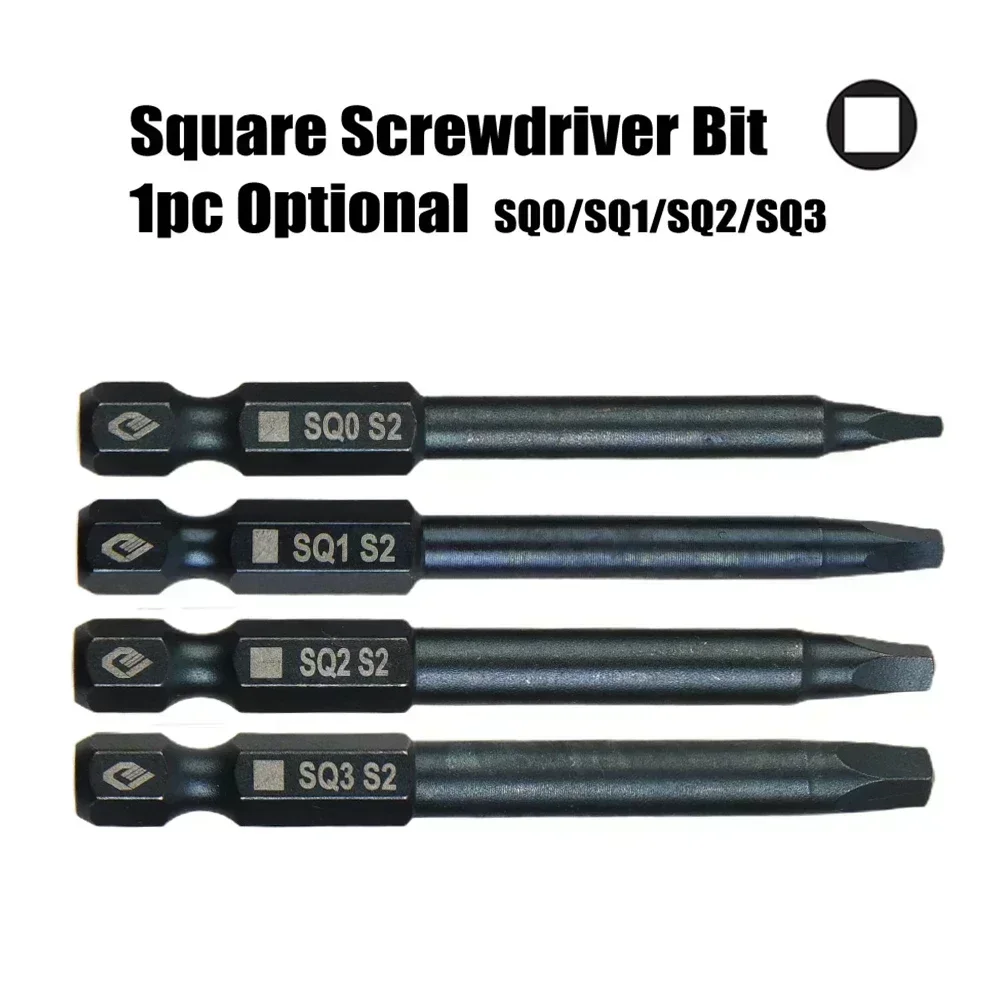 1Pcs 65mm SQ 0/1/2/3 Square Head Screwdriver Bit 6.35mm Hex Shank Strong Magnetic Screwdriver Electric Drill/Power Tool Parts