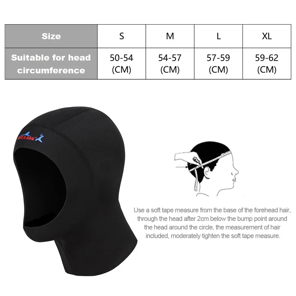 1mm Neoprene Men Women Fishing Snorkeling Hood Cap Swim Full Face Mask Waterproof Warm Scuba Diving Hat Winter Swimming Cap view 6