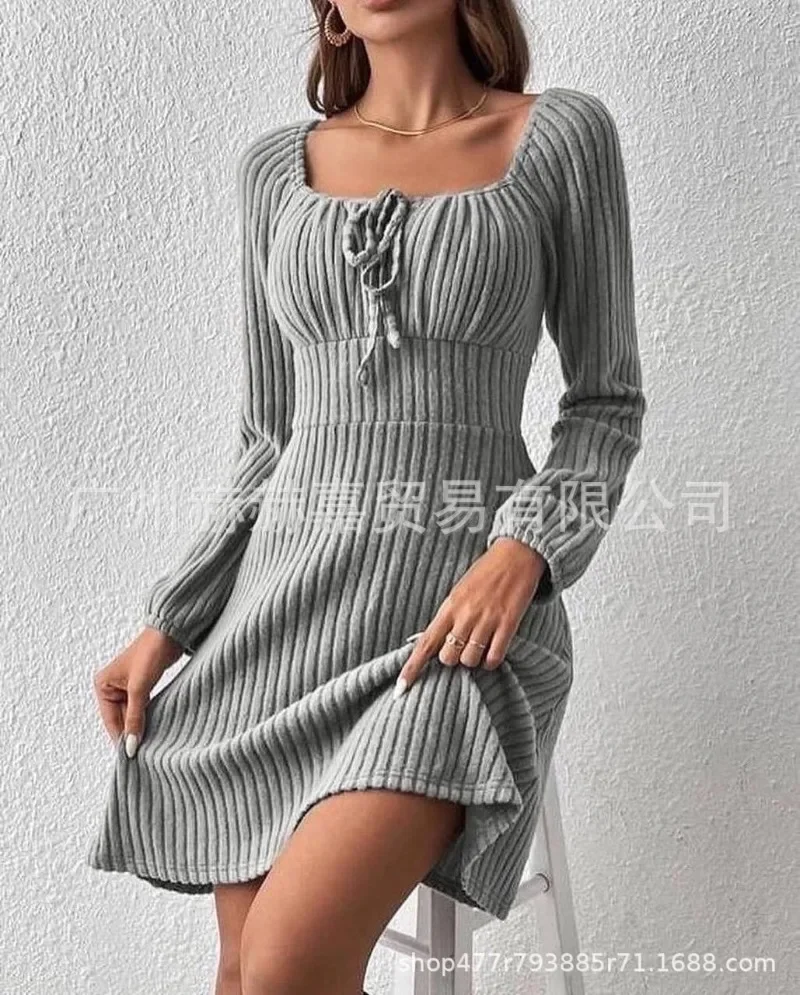 

Women's Dresses Autumn New Temperament Elegant Long Sleeve Midi Knitting Dress for Women