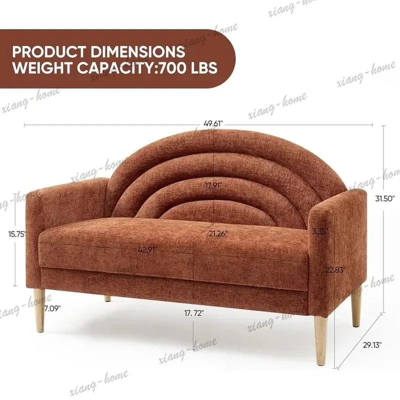 FG Premium  Small Linen Upholstered Loveseat, Mini Couch with Wood Leg for Living Room Bedroom Small Spaces