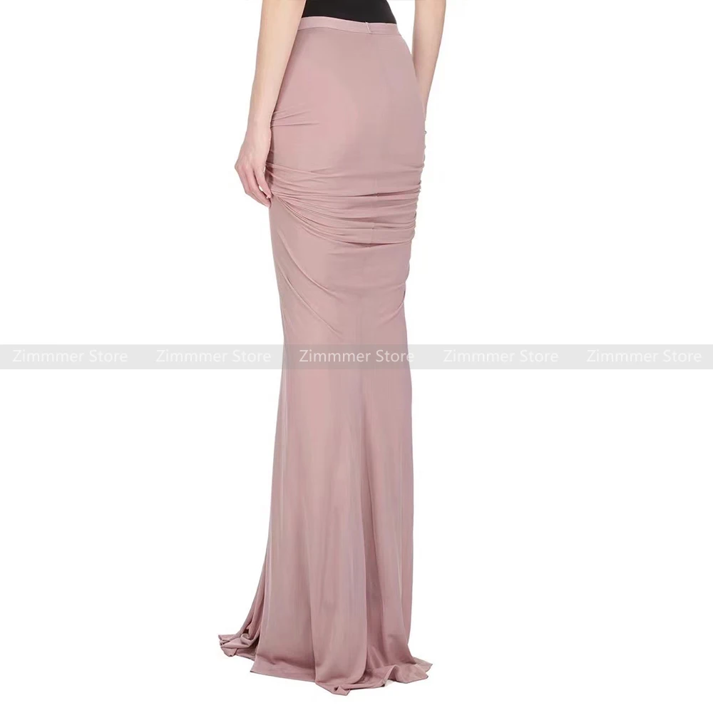 Gorgeous dark style twisted pleated high waist draped slim fit hip long floor-length mermaid skirt for women