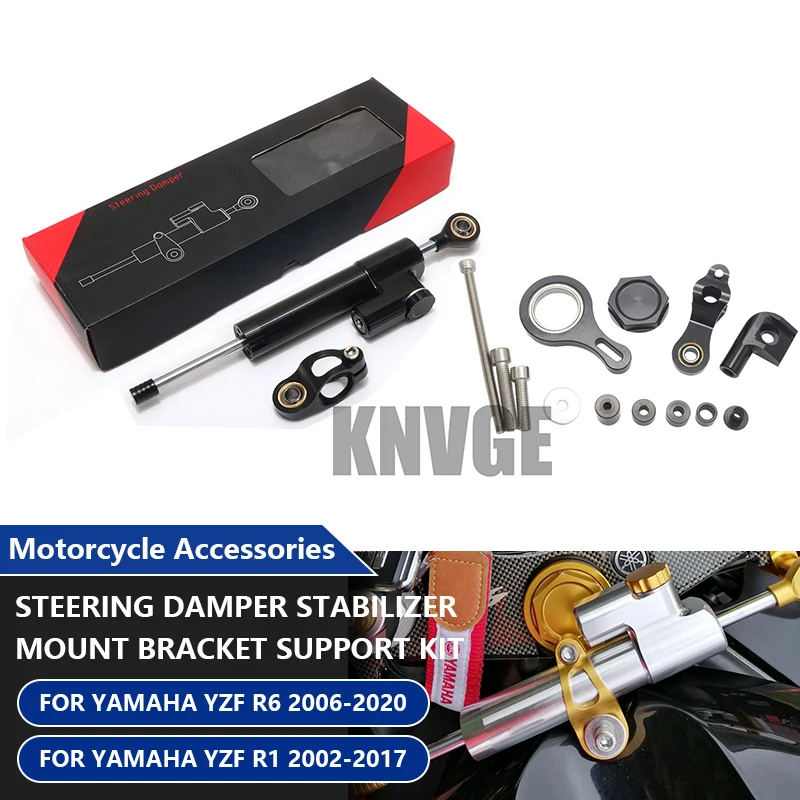 For YAMAHA YZF R1 02-17 YZF R6 06-20 Motorcycle Steering Damper Stabilizer Directional Dampers Mount Bracket Support Kit