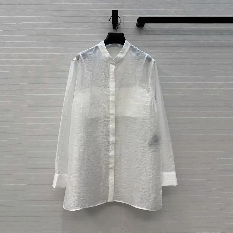 Women's Strapless Top + Stand-Up Collar Shirt + Mini Skirt, Loose-Fitting Top, Pleated Puff Skirt, 3-Piece Cotton-Linen Set, y2k view 2