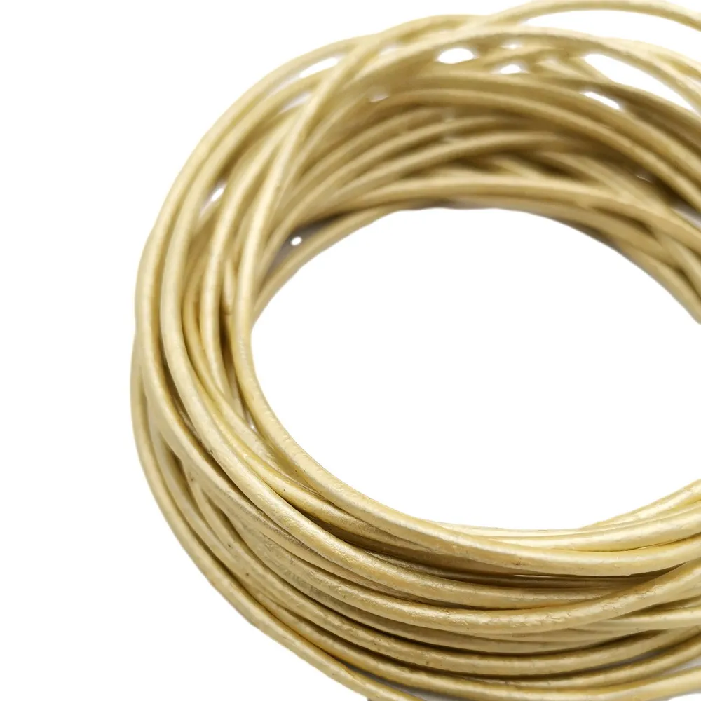 Light Gold 5 Yards 2mm Leather Strap 2.0mm Diameter Genuine Leather Cord Bracelet Necklace Making