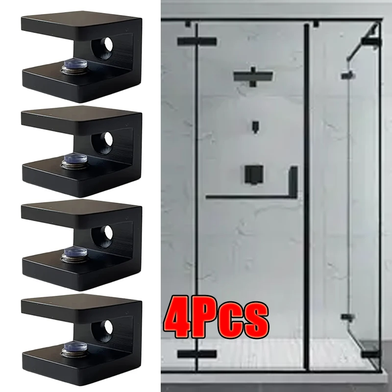 

4Pcs Shelf Clips Load Glass Shelf Brackets For Bathroom Mirror Cabinet Aluminum Glass Clamp Mounting Hardware Mirror Brackets