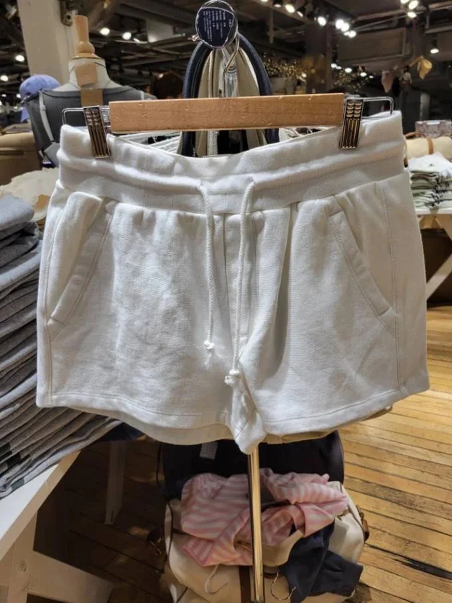 Nuovi pantaloncini da tuta dritti con tasca con lacci Pantaloncini estivi da donna in cotone con elastico in vita Intimo per la casa con pantaloni corti solidi vintage carini
