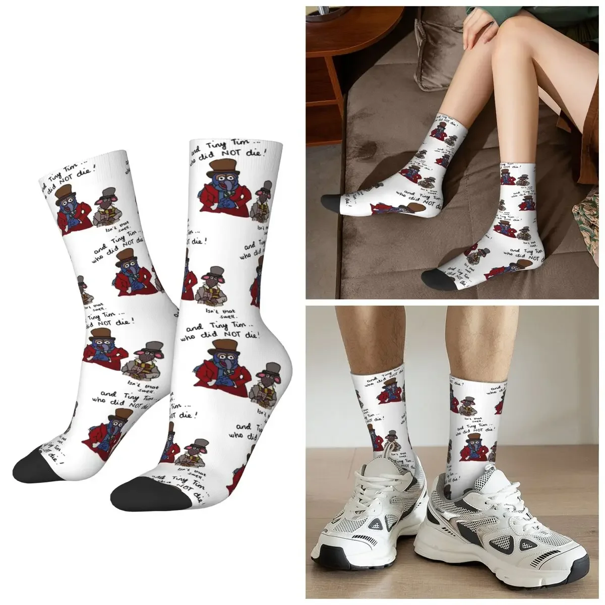 

All Seasons And Tiny Tim Who Did NOT Die Muppet Christmas Carol Socks Harajuku Sport Middle Tube Socks Super Soft Stockings