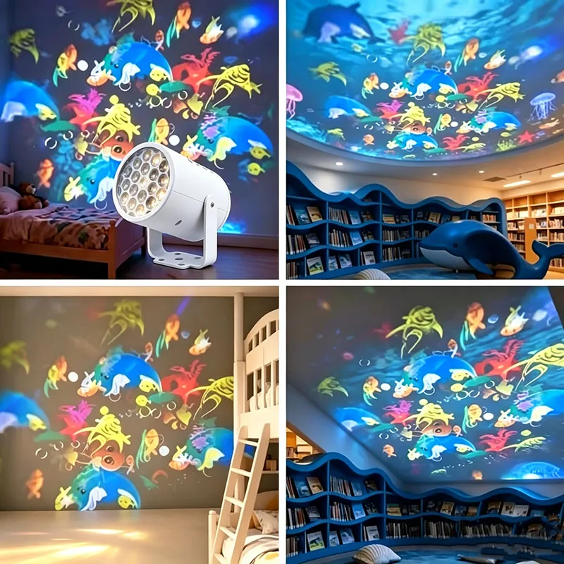 Children Multi‑Scene Ocean Projector Light, Soft Sleep Ambience Night Lamp for Bedroom Kid Room