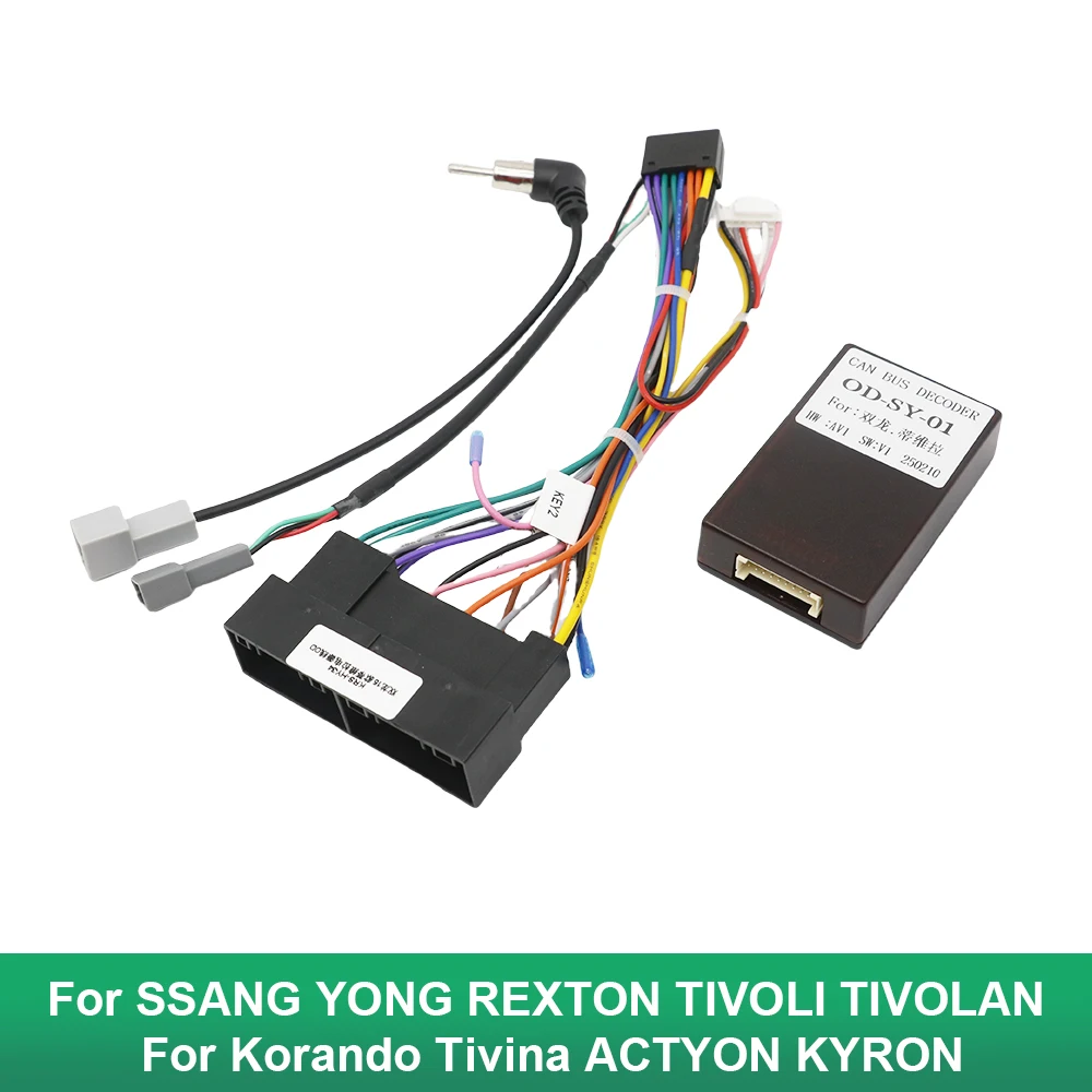 For SSANG YONG REXTON TIVOLI TIVOLAN for Korando Tivina ACTYON KYRON Car Radio Android Stereo Harness Dashboard Cable Canbus