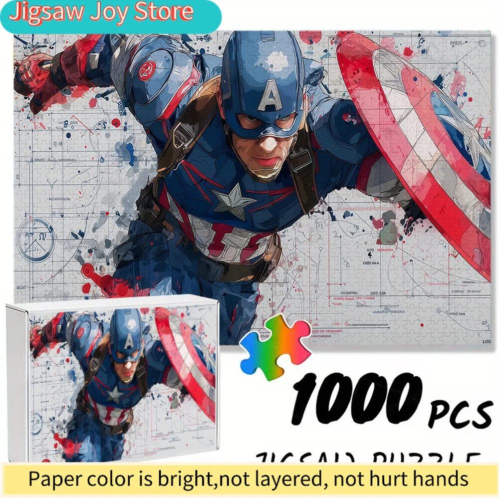 

Бесшовный пазл на тему Marvel с изображением Капитана Америки, бросающегося в бой со своим щитом — размер 74,93×50,04 см. Этот Ду