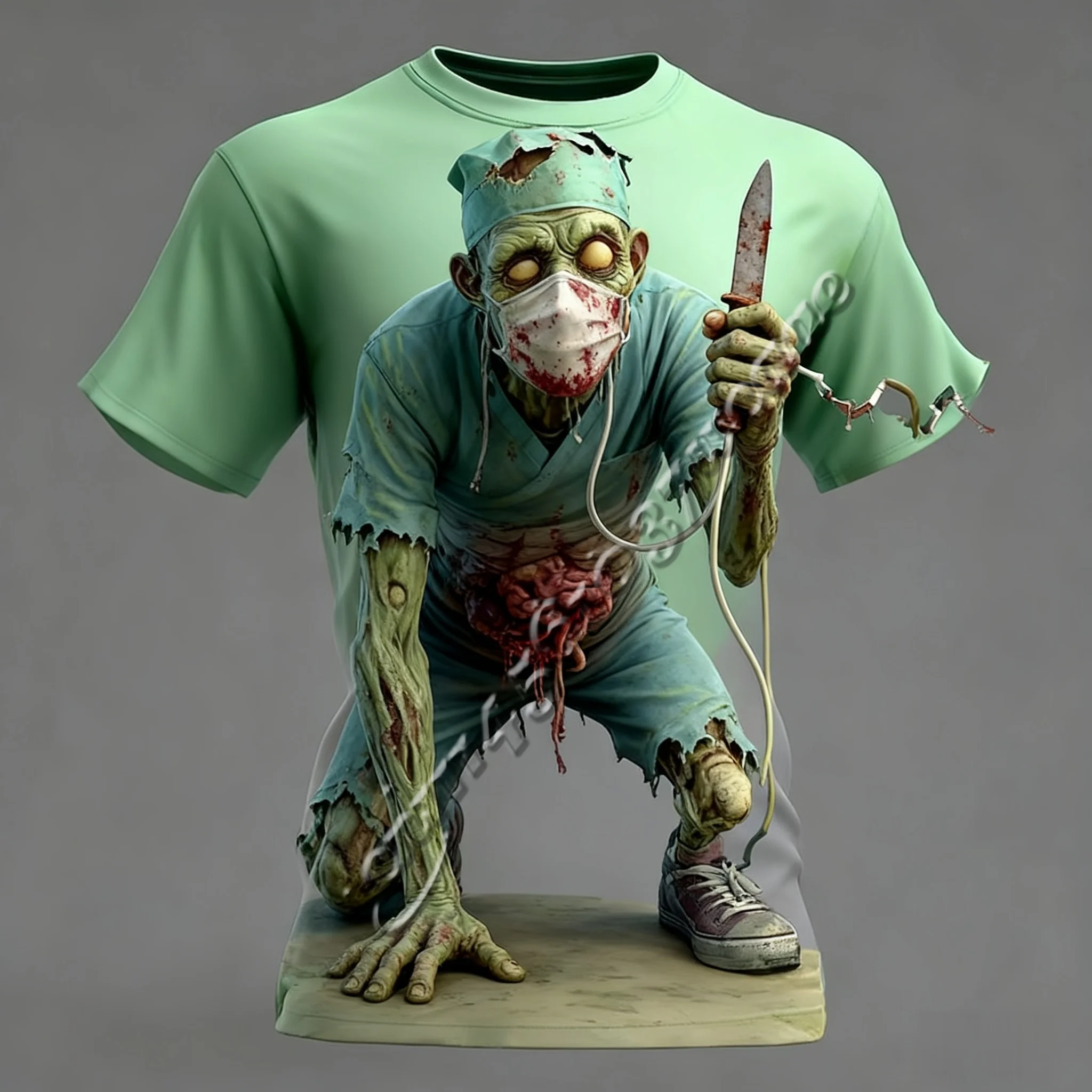 Halloween Zombie Theme T‑Shirt Collection Unisex Horror 3D All‑Over Print Crew Neck Short Sleeve Party Top FamilyMatching