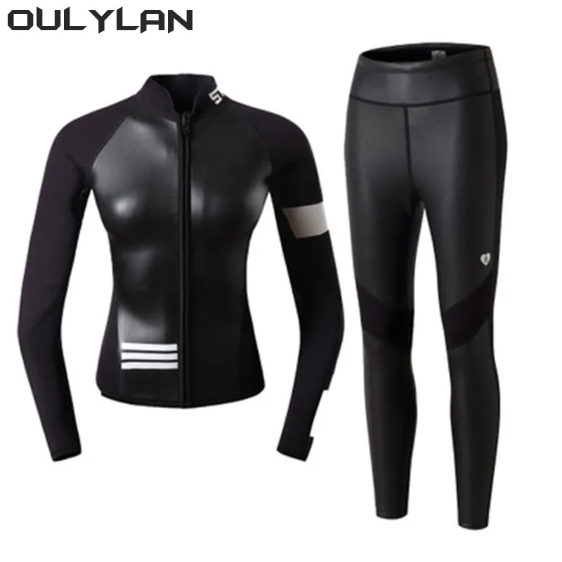 Oulylan Kitesurf Surf Surfing Spearfishing Jacket Pants Clothes Wet Suit Diving Suit 2MM Women Wetsuit Split Long Sleeved Top