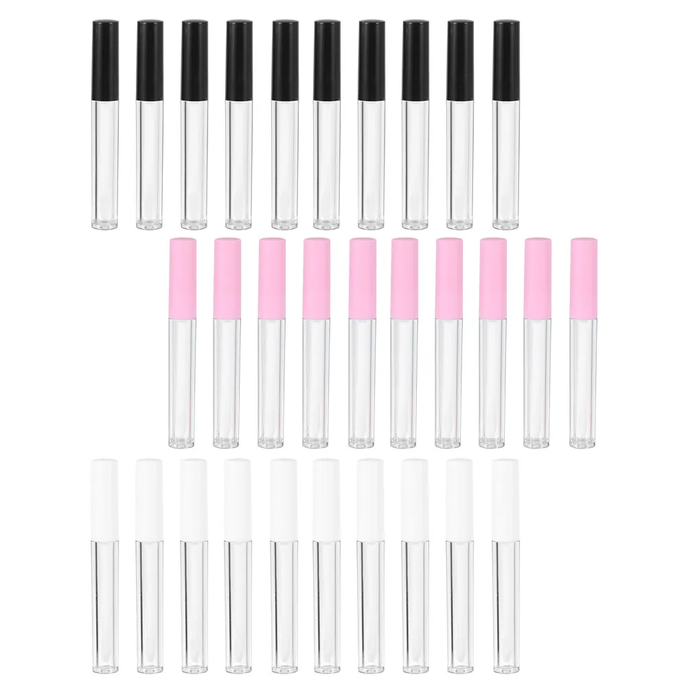 

30 шт. многоразовых флаконов для блеска для губ объемом 2,5 мл, пустые тюбики для помады, компактные, легкие, для путешествий, шопинга, DIY, для переноса цвета на губы