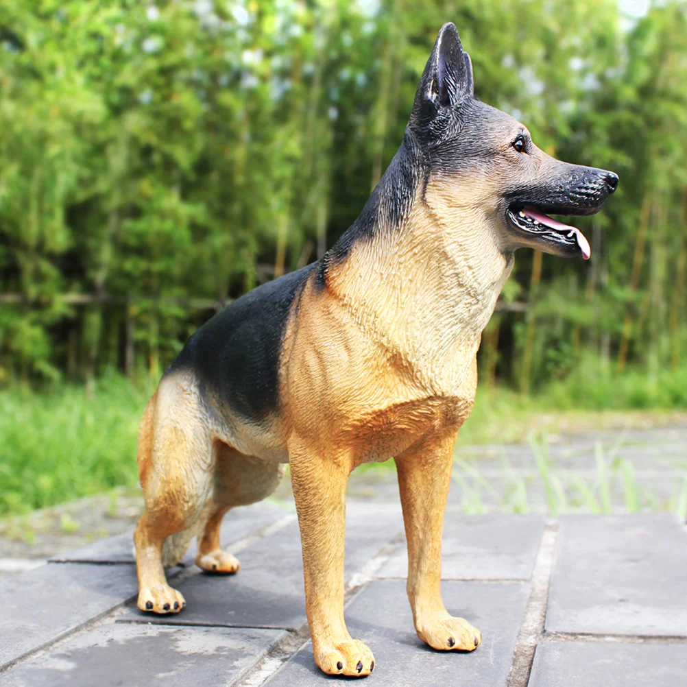 Shepherd Miniature Animal Figurine German Shepherd Puppy Realistic Domesticated Animal Replica Hand Painted Standing Dogs Model