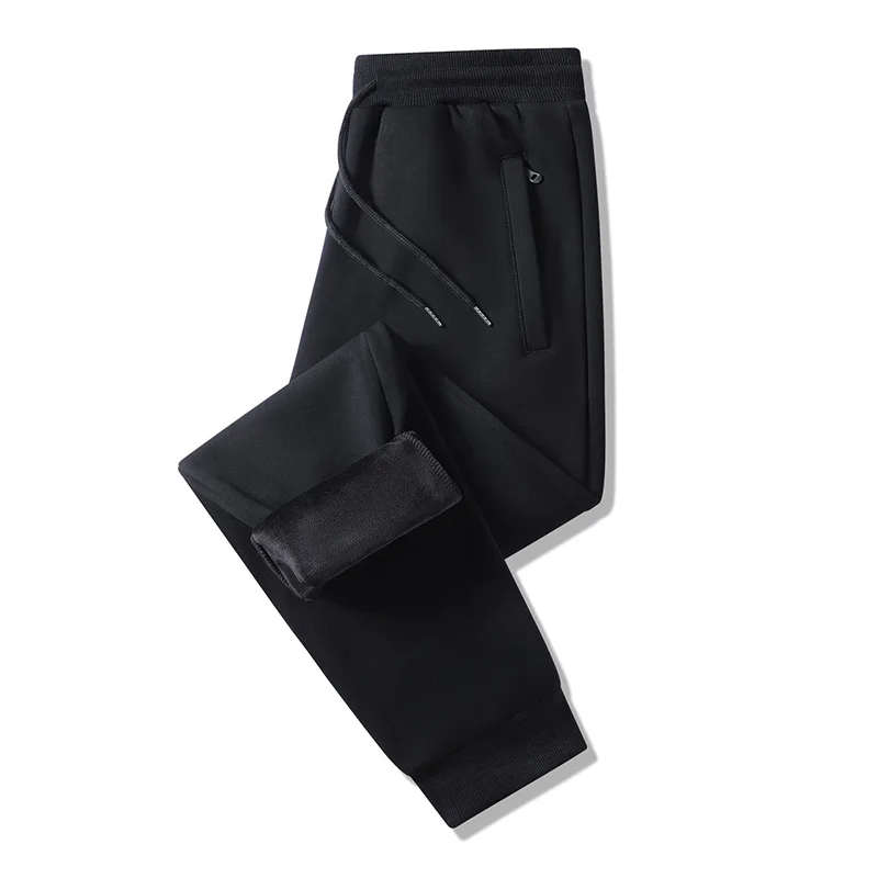 M-8XL Large Size Men's Casual Pants Autumn Winter Plus Velvet Thickened Loose Joggers Plus Size Solid Color Warm Sweatpants
