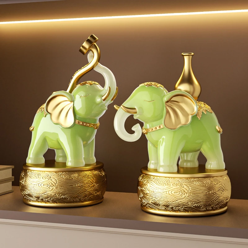 Ruyi Ping An Jade Elephant Ornament Creative Living Room Entrance Entrance