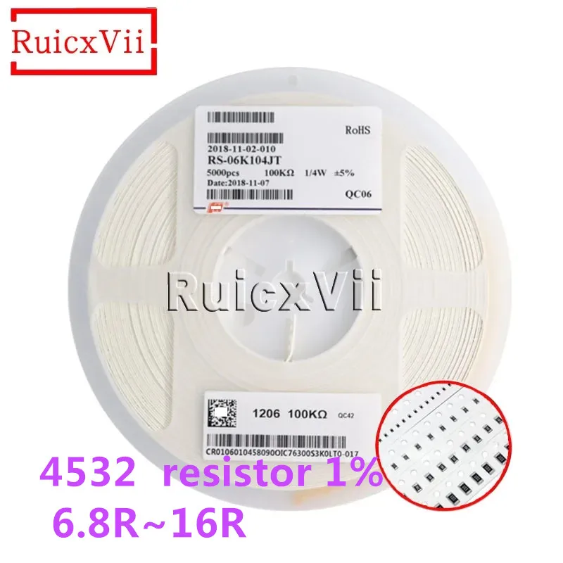 

100pcs/lot 4532 Chip resistor 1% 1812 6.8R 7.5R 8.2R 9.1R 11R 12R 13R 15R 16R Ohm 0.75W