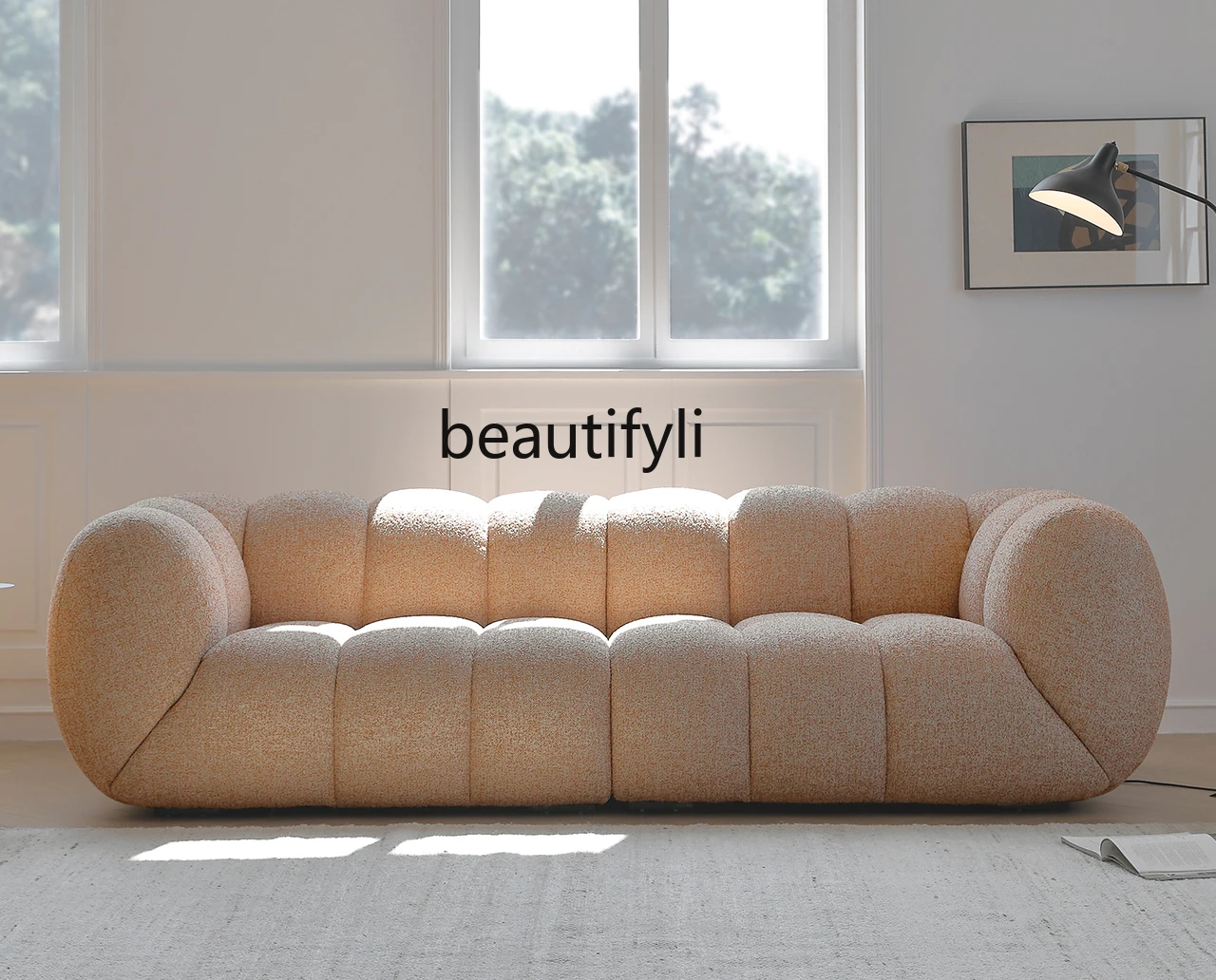 Sofa French Retro Cream Style Puff Cotton Candy Fabric Sofa