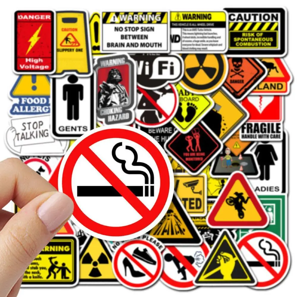 20/30/50pcs Warning Stickers Danger Banning Skateboard Fridge Guitar Laptop Motorcycle Travel Classic Toy Cool Decals Sticker