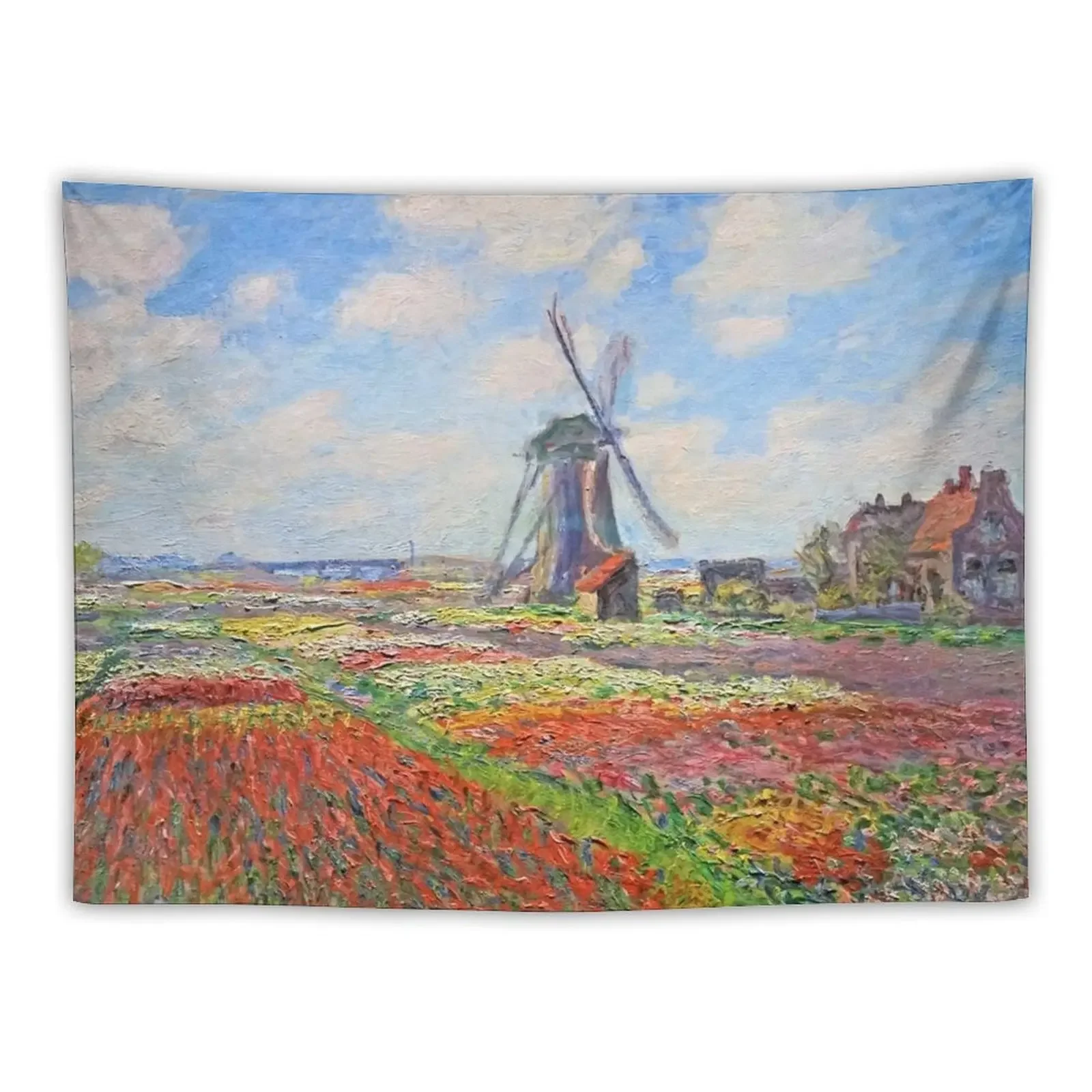 Claude Monet - Tulip Field In Holland Tapestry Aesthetic Room Decor Room Decoration Korean Style Tapestry