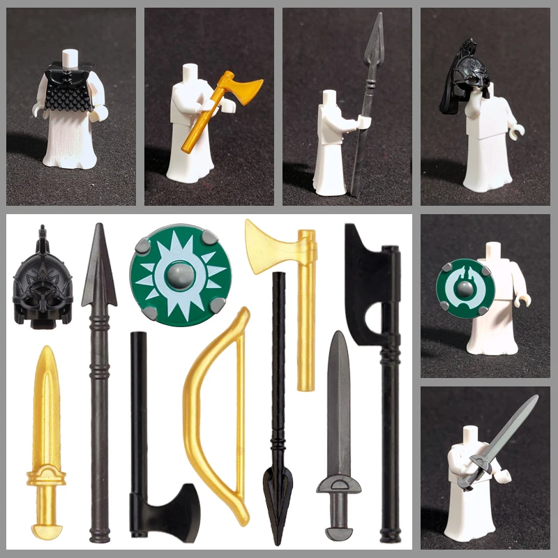 5PCS  Mediaeval Times Military Weapons Sword Spears Soldier  For 4cm Mini Dolls MOC Building Blocks Brick Toys For Children