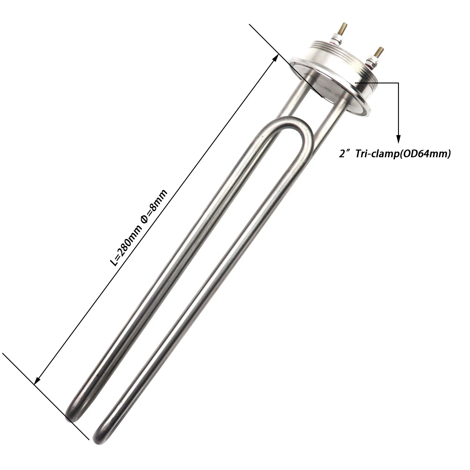 2 Tri Clamp Heating Element OD64 Stainless Steel 3.5kw Water Heating Element for Brewing