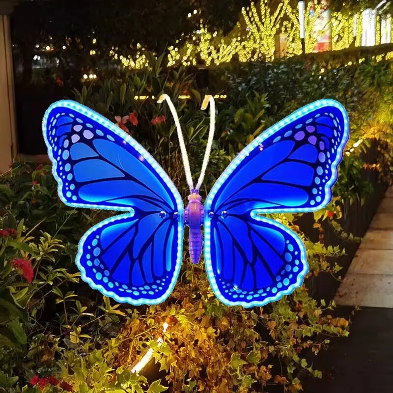 butterflies decoration colorful 40CM simulated dynamic insect butterfly led lights