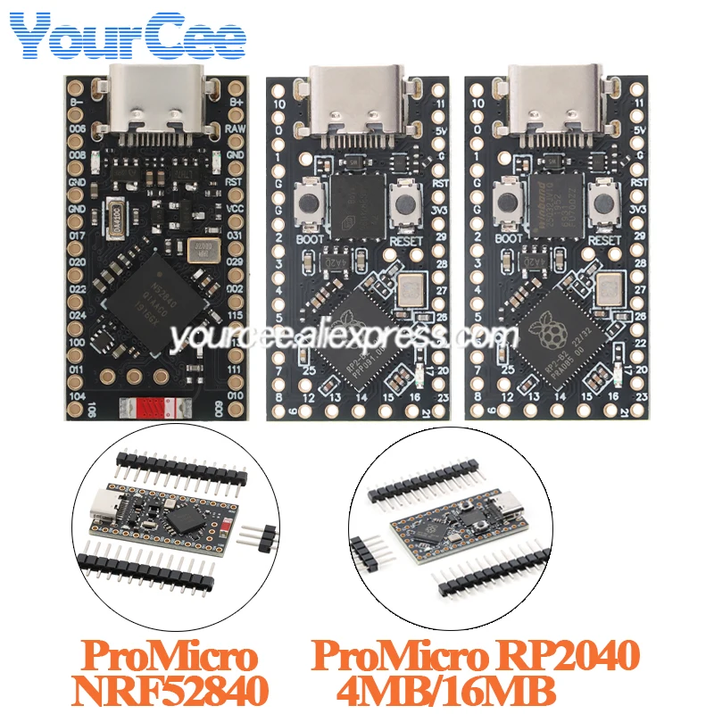 5pcs/1pc ProMicro NRF52840 Wireless Wifi 2.4G Ble 5.0 ZigBee RP2040 4MB 16MB MicroPython ARM Core Development Board Module