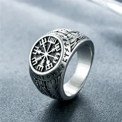 New Vintage Minimalist Trend Niche Viking Rune Stamp Scandinavian Ring Men's Domineering Punk Nordic Amulet Jewelry Accessories