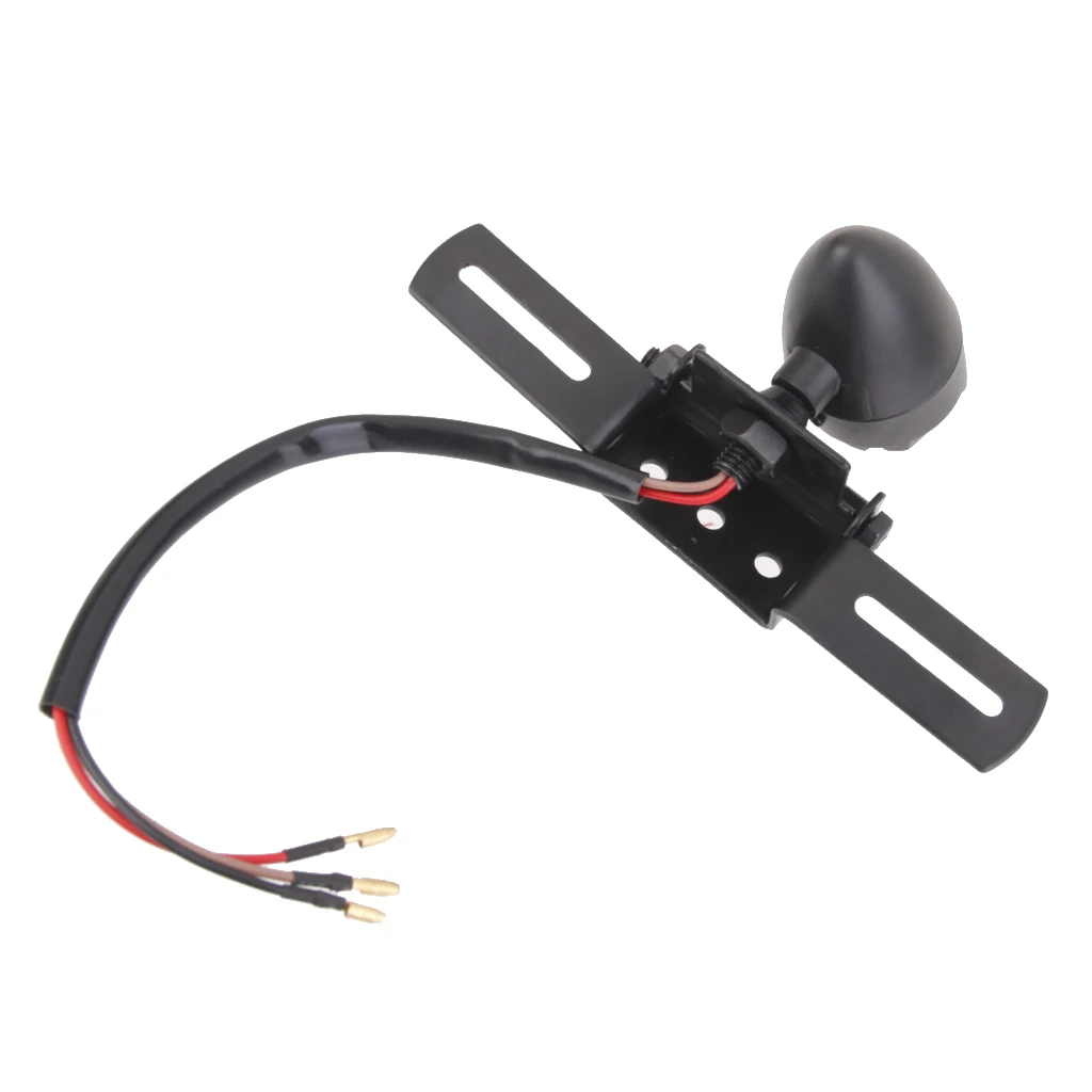 Custom Motorcycle Tail Light Rear Stop Lamp Red Lens Metal Plate Holder Integrated Running Brake Light for Cafe Racer
