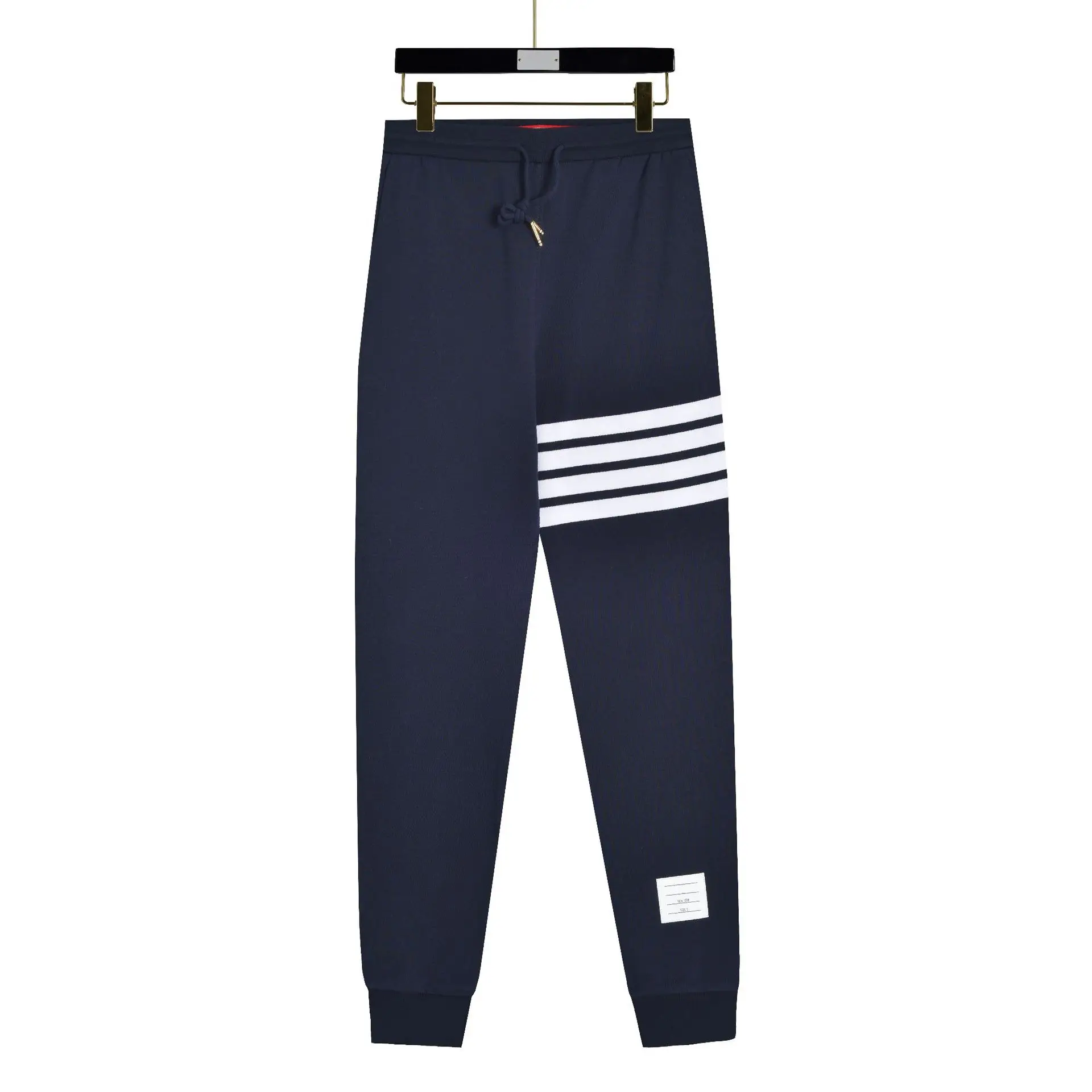 

High edition autumn and winter couple sports tb trousers grey casual yarn-dyed trousers with four bars