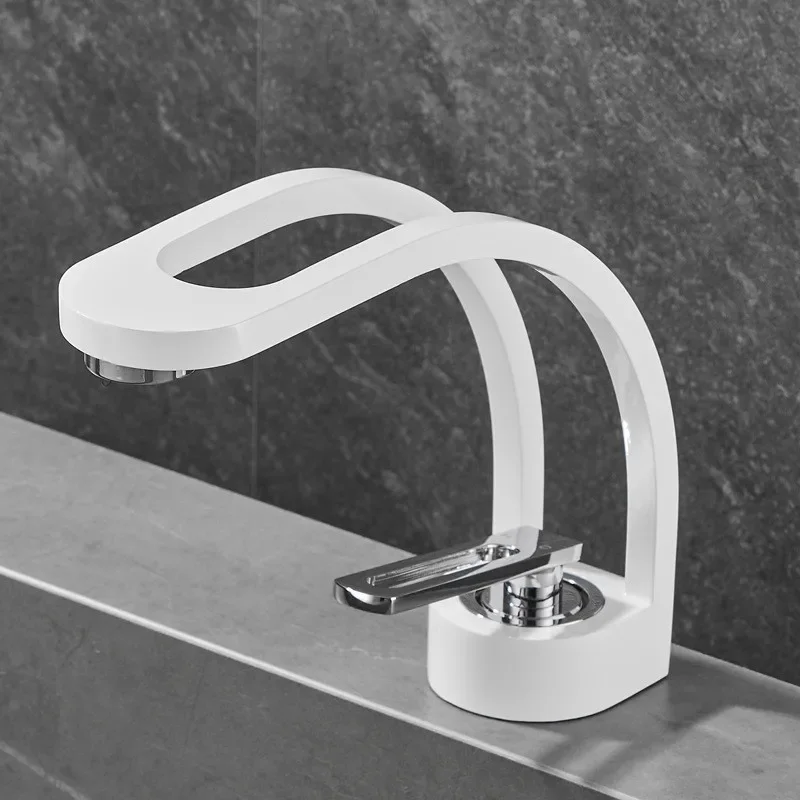 Basin Faucet Brass Bathroom Mixer Tap Black Grey White Gold Wash basin Faucet Single Handle Hot and Cold Lavotory Faucet