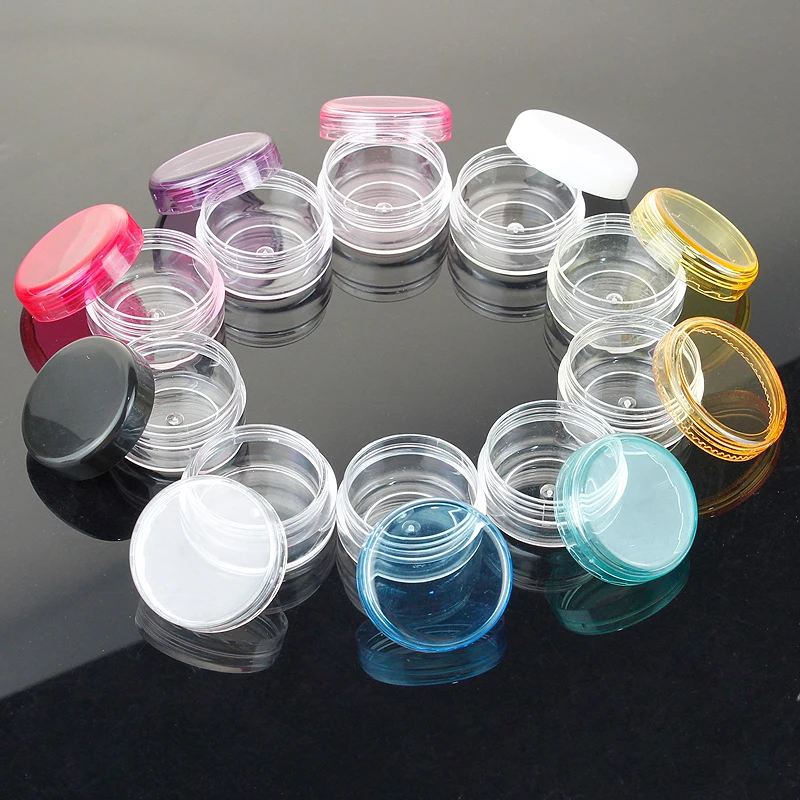 70/105pcs 3g 3ml Vazio Plástico Cosméticos Maquiagem Jar Pots Garrafas de Amostra Transparente Sombra Creme Lip Balm Container com Cap