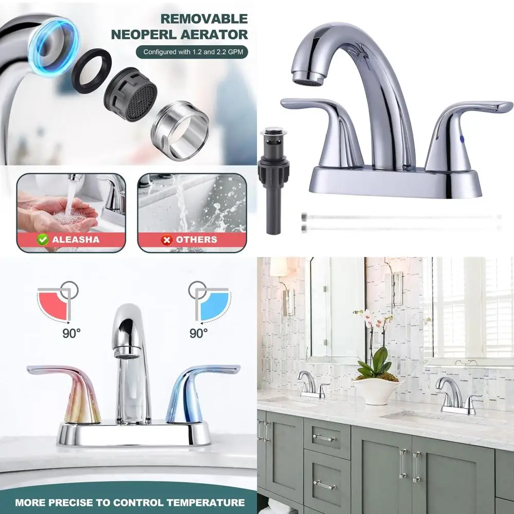 

4-центральный смеситель для ванной комнаты с двумя ручками, выдвижным сливом и стильным дизайном для автофургонов и туалетных раковин