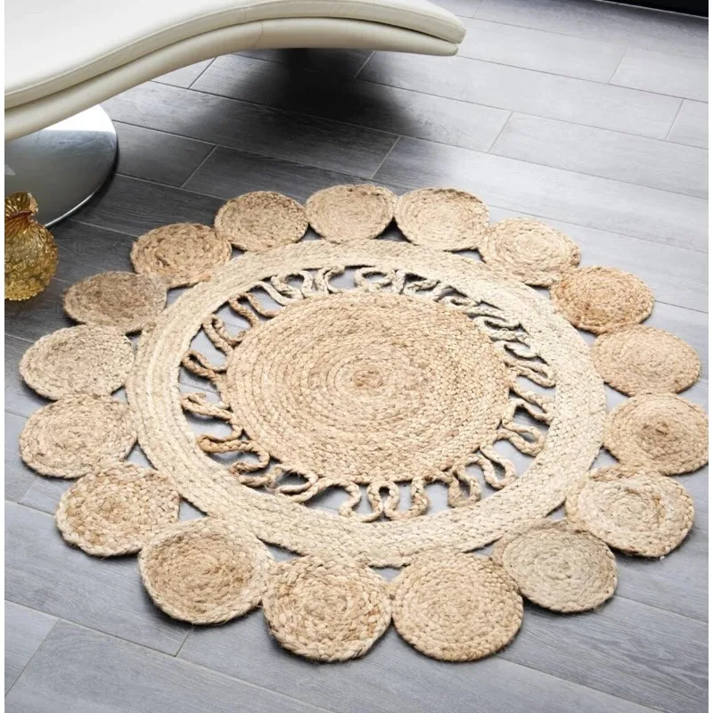 

Rug 100% Jute Natural Braided Handmade Carpet Floor Mat Living Room Area Rug