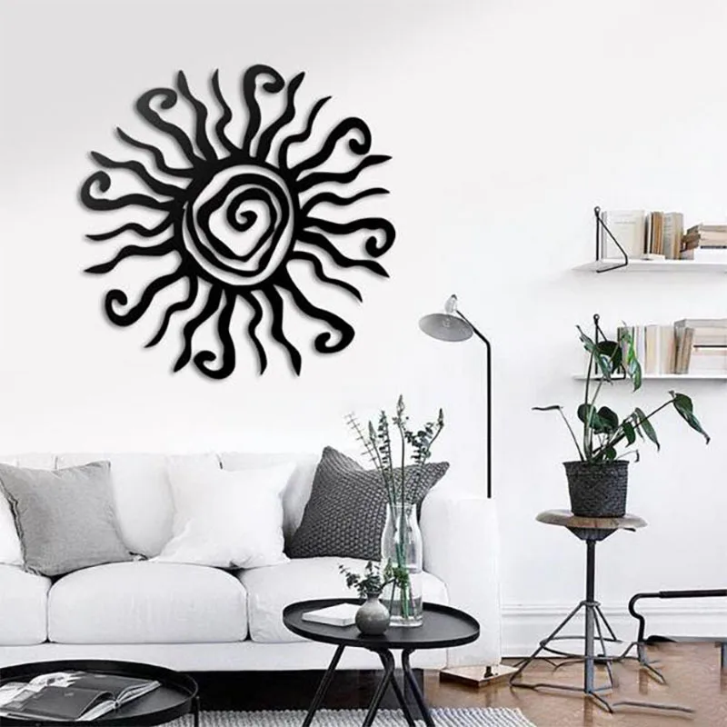 

1pc Metal Iron Wacky Sun Metal Home Decor Art Outdoor Decoration Rust Proof Wall Sculpture Ideal Garden Home Iron Art Silhouette