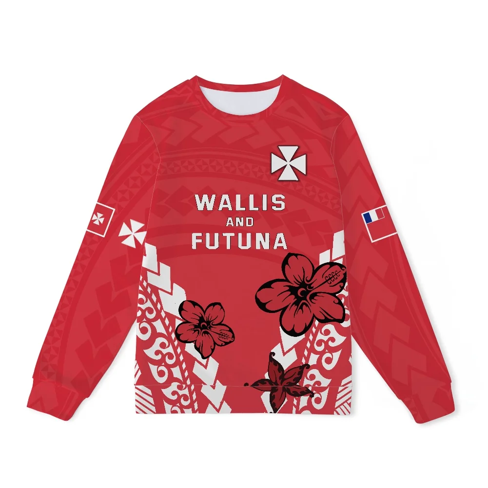 Wallis Archipelago Design Print Red T-Shirt Round Neck Long Sleeve Sweatshirt 2022 Autumn Men's T-Shirt Suitable For Any Crowd