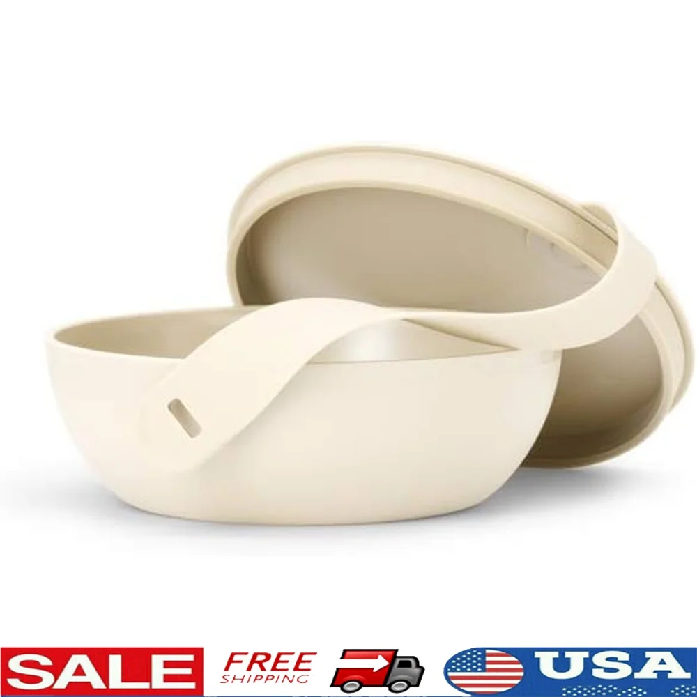 

Premium BPA-Free Plastic Bowl Food Storage Container with Silicone Strap Non-Slip Exterior Microwave Safe Easy Clean 1 Liter