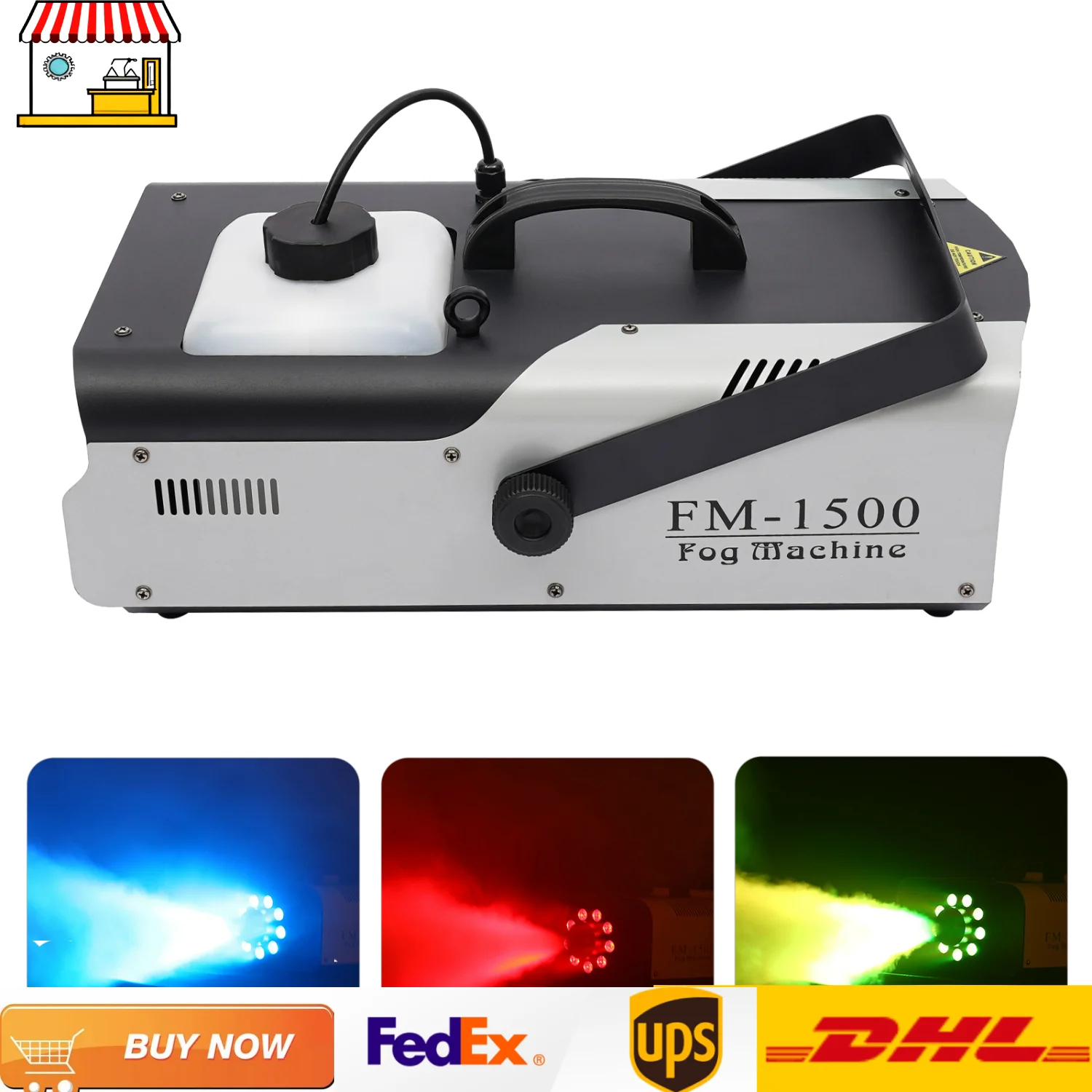 Macchina per nebbia professionale portatile con luci LED 9 * 3W Telecomando 220V 1500W, controllo DMX512 Luci da palco Fog Maker