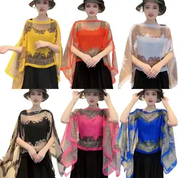 Women Soft Sunscreen Shawl Chiffon Muffler Scarf Sunscreen Shawl Wrap Bandana Foulard Evening Prom Cape Outwear Shoulder