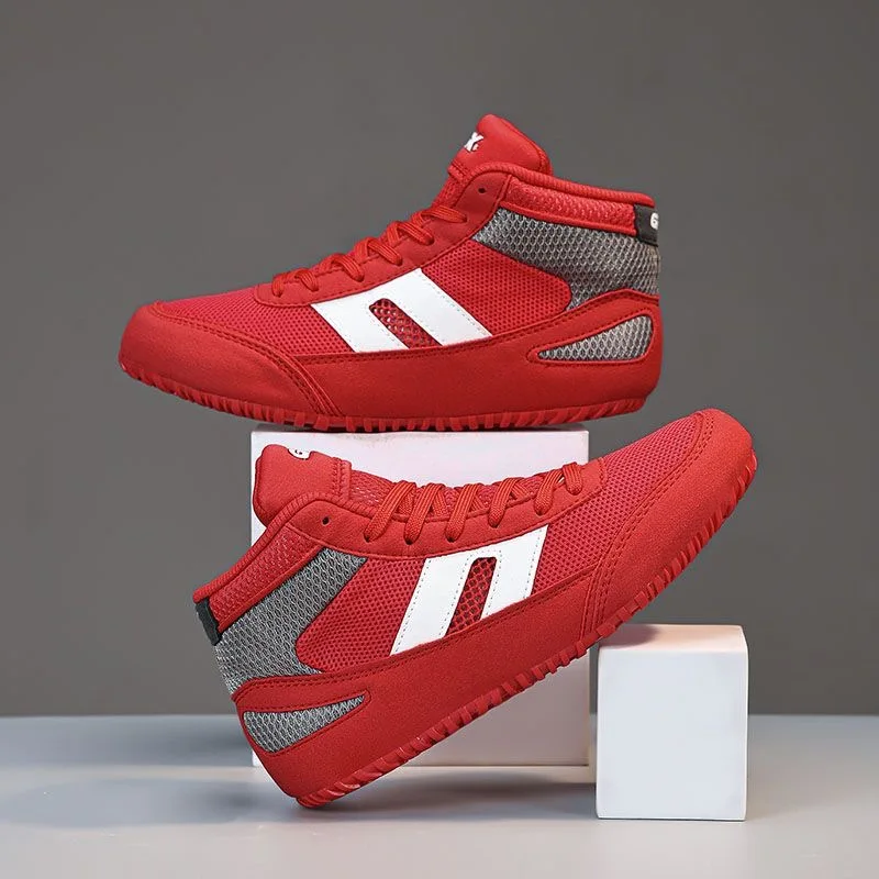 Professional Wrestling Shoes Men Women Blue Red Boxing Shoes for Unisex Breathable Fighting Shoes Couples Rubber Indoor Gym Shoe