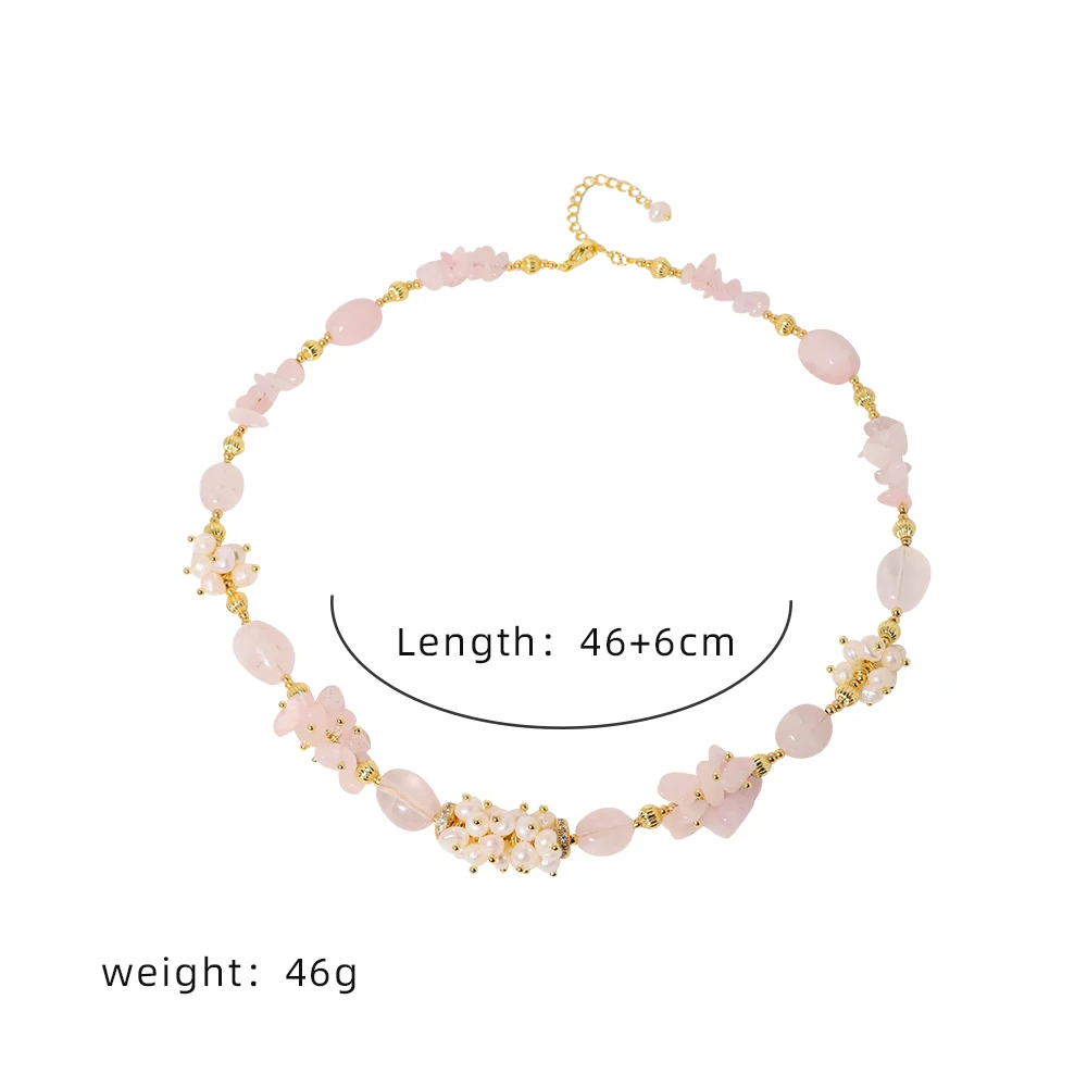 Natural Pink Crystal Pearls Necklaces Retro Palace Style Fashion Jewelry Necklaces Gifts for Mom Wife GirlfriendGN0594