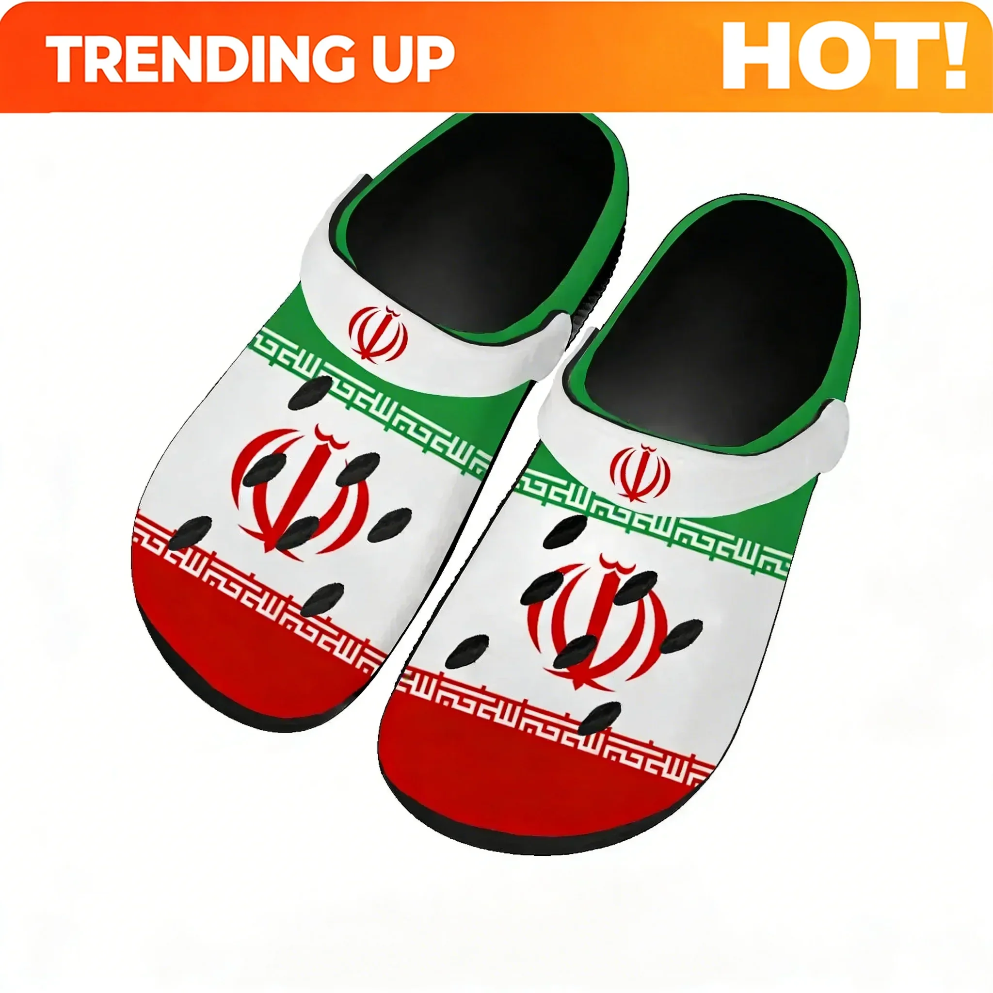 Iran National Flag Water Shoes Men Women Comfortable Home Garden Clogs Customizd Sandals Beach Breathable Hole Slippers