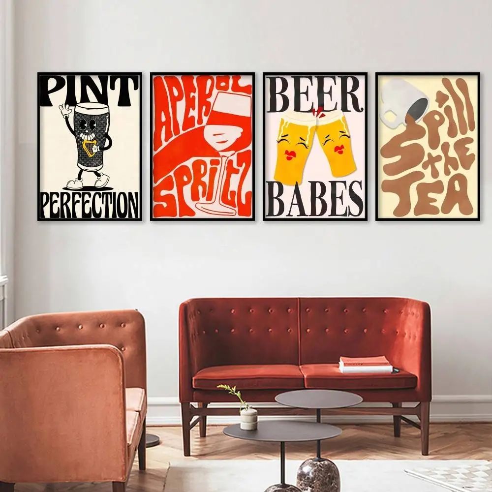 خمر نمط اسبريسو مارتيني البيرة الجن النبيذ شرب المشارك غرفة نوم السرير جدار ديكور غرفة المعيشة مدخل جدارية #3