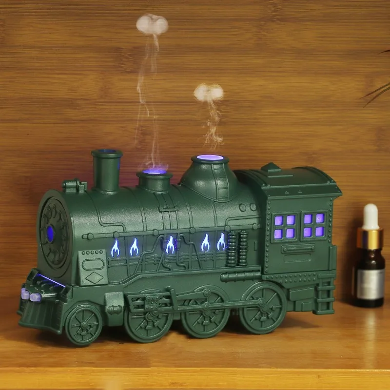 Train Humidifier with Remote Control Ultrasonic Ring Aromatherapy Machine Dual Nozzle Train Essential Oil Diffuser Air Purifier