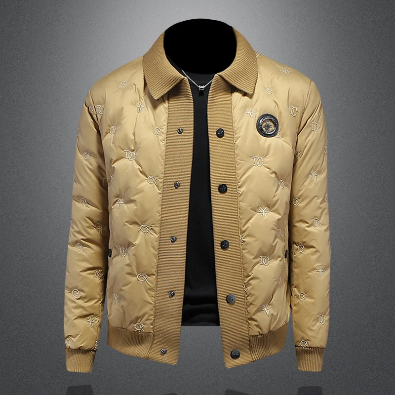 

Мужская стеганая пуховая куртка с глянцевой поверхностью, легкая, с воротником-стойкой, зимняя, модная, новая, тонкая, утепленная